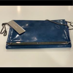 NWT Halston Heritage Bag patent cobalt clutch